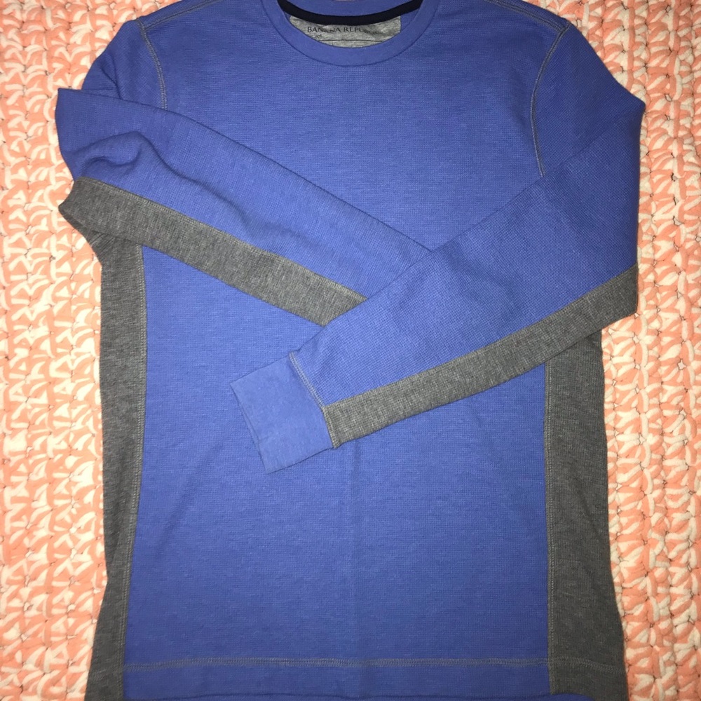 Banana Republic blue/gray waffle long sleeve sz L